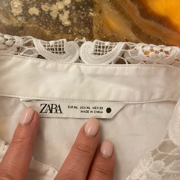 Zara embroidered/ crochet collar blouse, XL - Picture 7 of 15